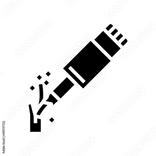 broken cable charger glyph icon vector. broken cable charger sign. isolated contour symbol black illustration