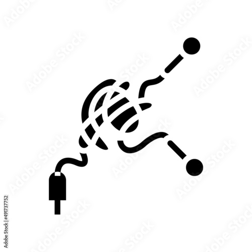 tangle earphone cable glyph icon vector. tangle earphone cable sign. isolated contour symbol black illustration