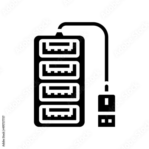 hub usb glyph icon vector. hub usb sign. isolated contour symbol black illustration