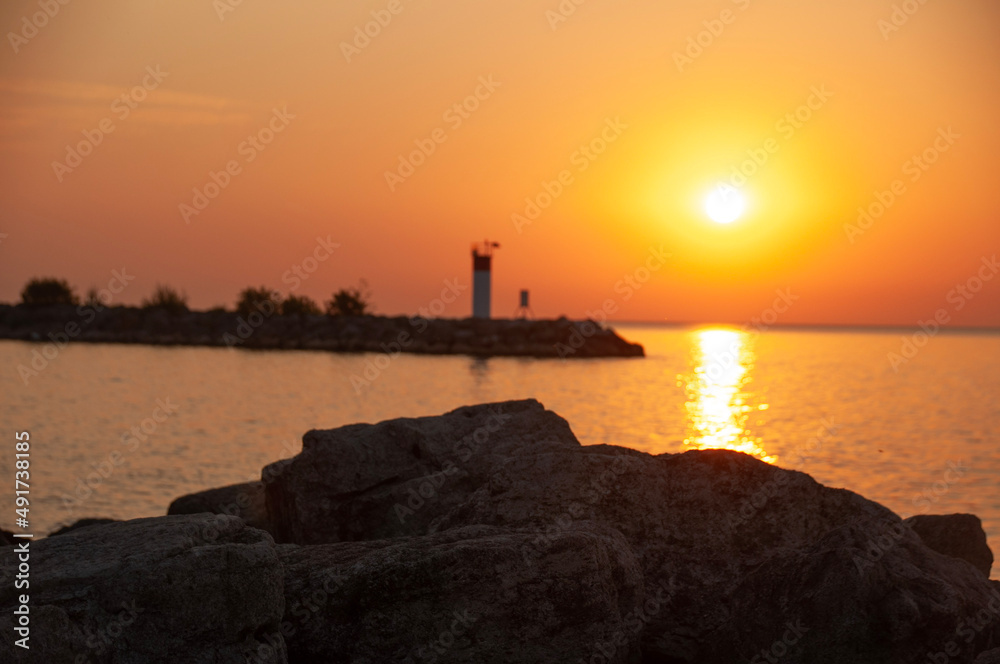 Harbour Sunrise with lighthouse