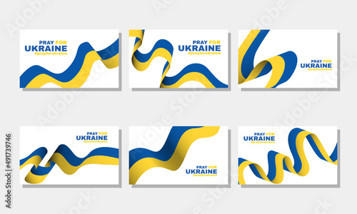 set pray ukraine 3d flag praying concept vector