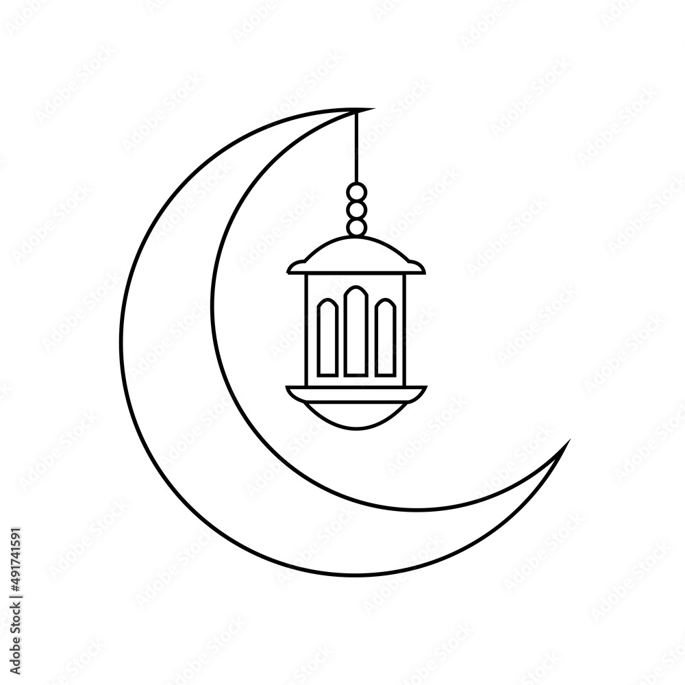 hanging moon and lantern icon hanging moon and lantern icon