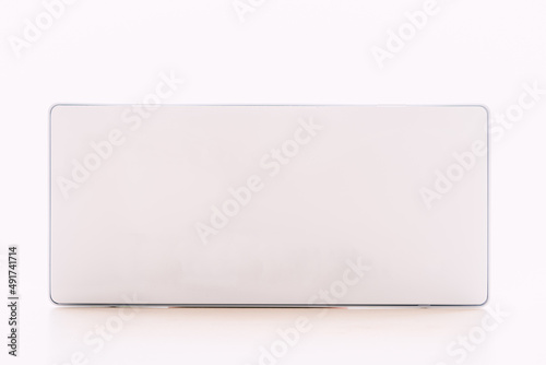 On a white background, a mock up aluminum plate.