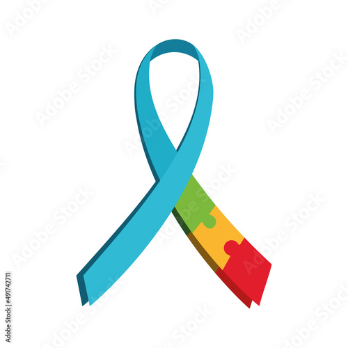 Blue Autism Ribbon Icon Clipart Vector Design