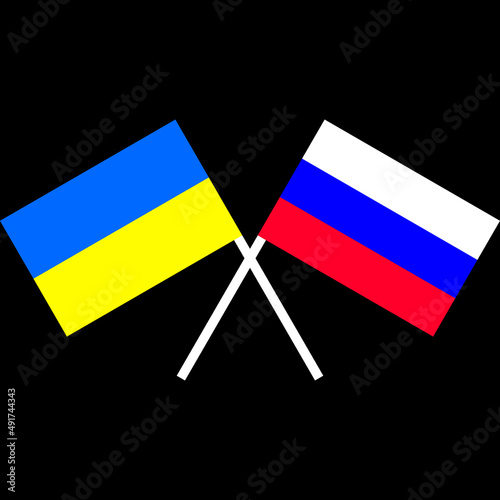 Crossed flags of Ukraine and Russia.Banner design.