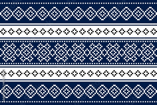 Geometric ethnic oriental seamless pattern traditional Design for background,carpet,wallpaper.clothing,wrapping,Batik fabric,Vector illustration.embroidery style - Sadu, sadou, sadow or sado 