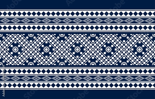 Geometric ethnic oriental seamless pattern traditional Design for background,carpet,wallpaper.clothing,wrapping,Batik fabric,Vector illustration.embroidery style - Sadu, sadou, sadow or sado
