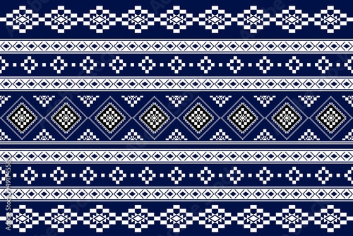 Geometric ethnic oriental seamless pattern traditional Design for background,carpet,wallpaper.clothing,wrapping,Batik fabric,Vector illustration.embroidery style - Sadu, sadou, sadow or sado
