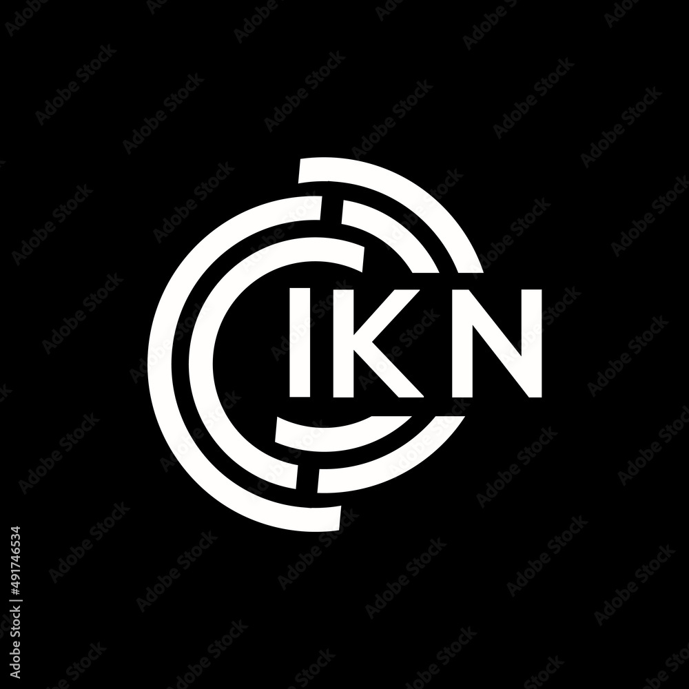 Fototapeta premium IKN letter logo design. IKN monogram initials letter logo concept. IKN letter design in black background.