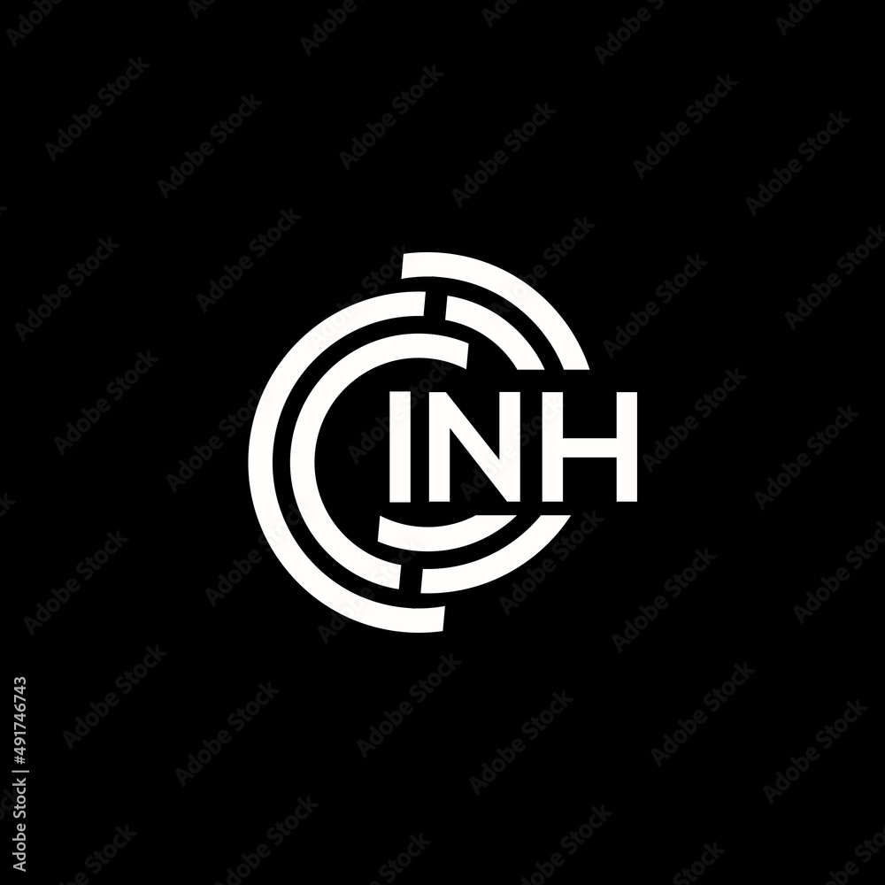 INH letter logo design. INH monogram initials letter logo concept. INH letter design in black background. INH letter logo design. INH monogram initials letter logo concept. INH letter design in black background.