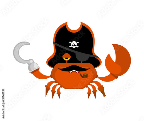 Crab Pirate isolated. sea cancer filibuster. Vector illustration