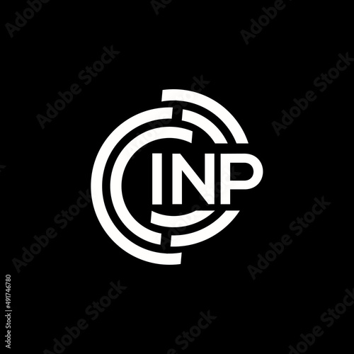 INP letter logo design. INP monogram initials letter logo concept. INP letter design in black background. photo