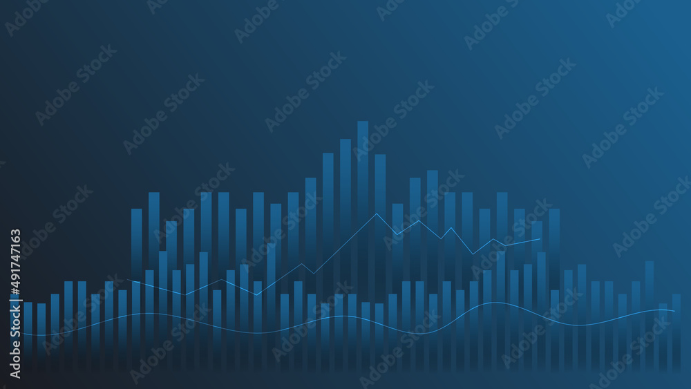 finance background concept. bar chart show stock market volume and business earning for effectiveness investment analysis