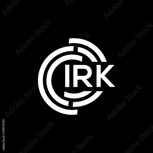 IRK letter logo design. IRK monogram initials letter logo concept. IRK letter design in black background.