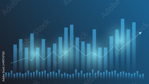 finance background concept. bar chart show stock market volume and business earning for effectiveness investment analysis