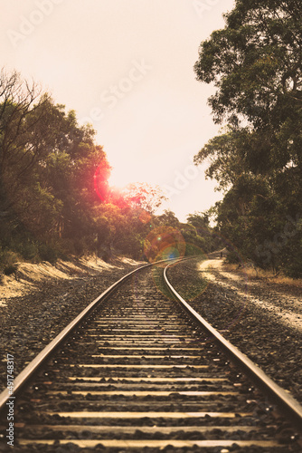 Railroad tracks in the morning