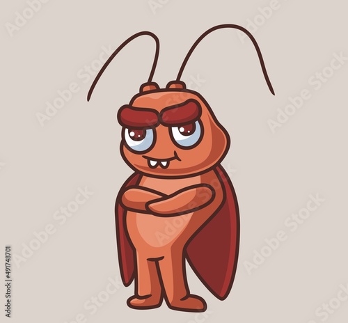 cute male cockroach look cool. isolated cartoon animal nature illustration. Flat Style suitable for Sticker Icon Design Premium Logo vector. Mascot Character