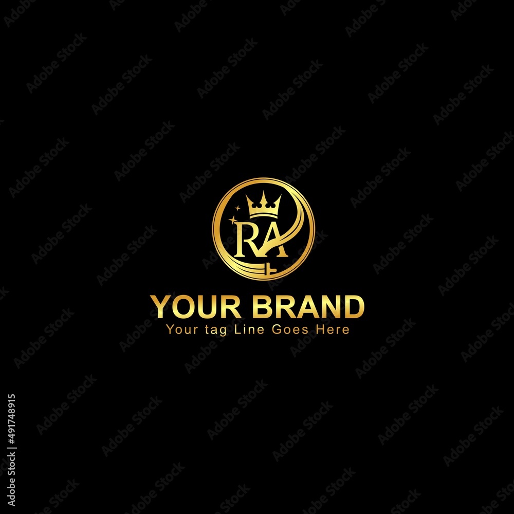 Alphabet letters Initials Monogram logo RA, AR, R and A luxury style circle Alphabet letters Initials Monogram logo RA, AR, R and A luxury style circle