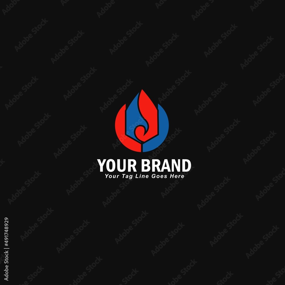hot and cold, fire and water HVAC logo Stock Vector | Adobe Stock