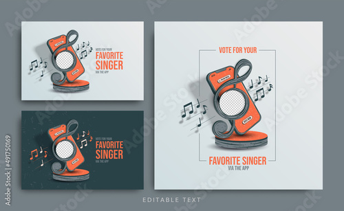Vote favorite singer on mobile app concept