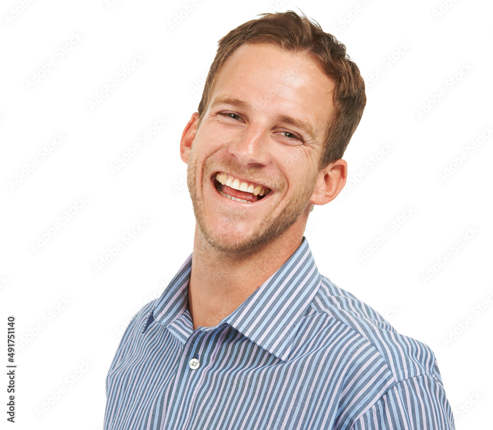 Live for the laughter. Studio portrait of a handsome young man posing against a white background. Live for the laughter. Studio portrait of a handsome young man posing against a white background.