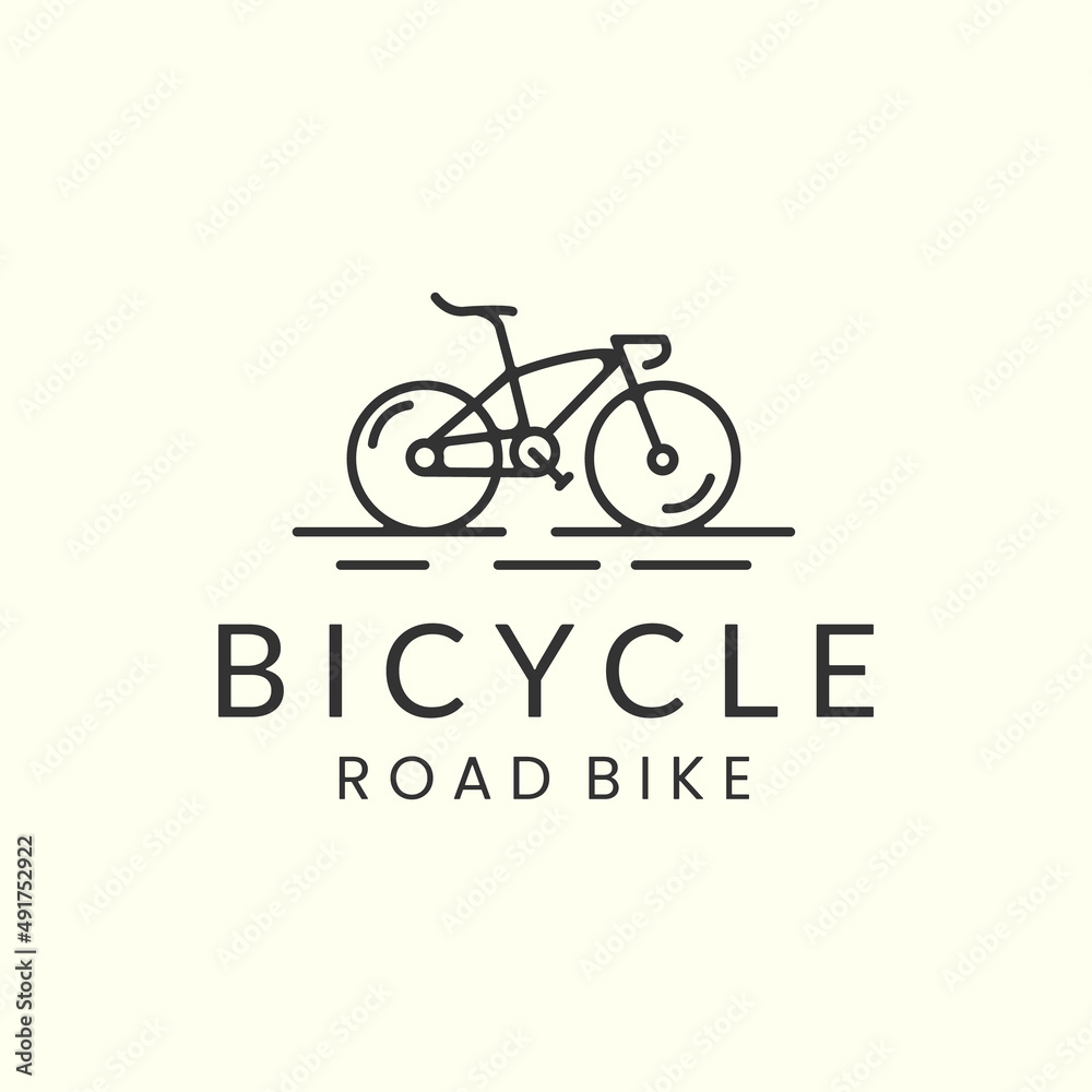 road bike with line art style logo icon template design. bicycle,cycling,racing,  vector illustration Stock Vector | Adobe Stock