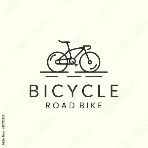 road bike with line art style logo icon template design. bicycle,cycling,racing, vector illustration