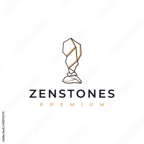 Balancing Rock Zen Stone in Line Art Logo Design Inspiration