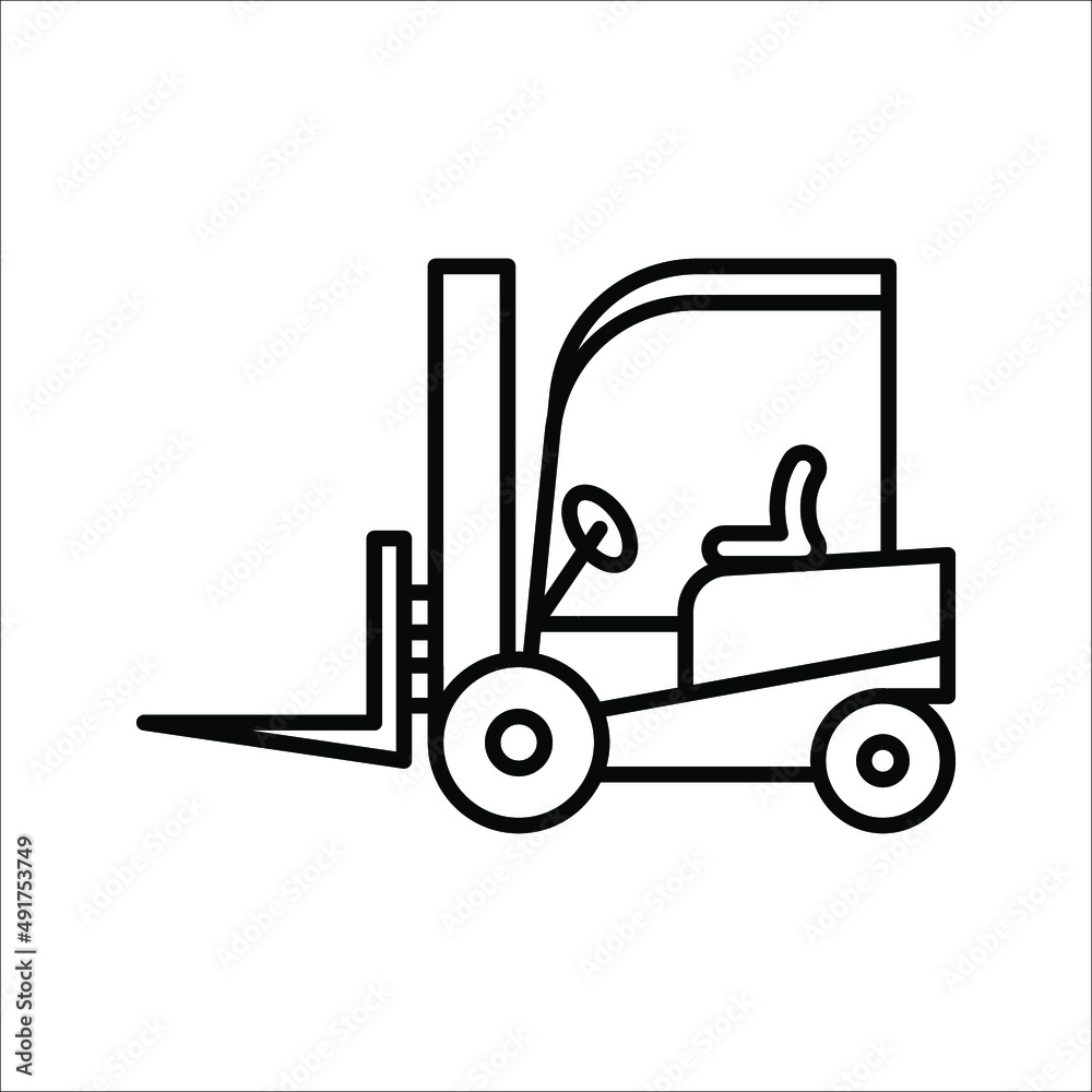 Black forklift truck icon. vector illustration on white background