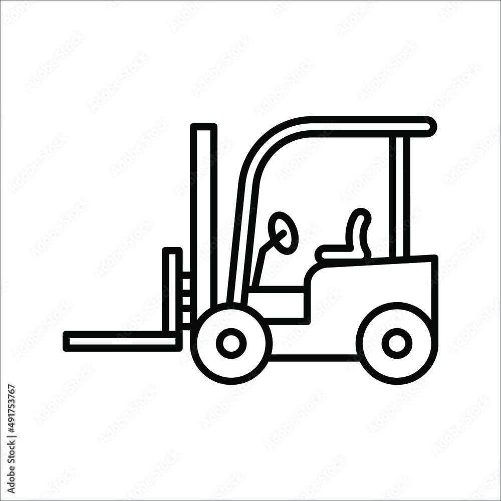 Black forklift truck icon. vector illustration on white background Black forklift truck icon. vector illustration on white background