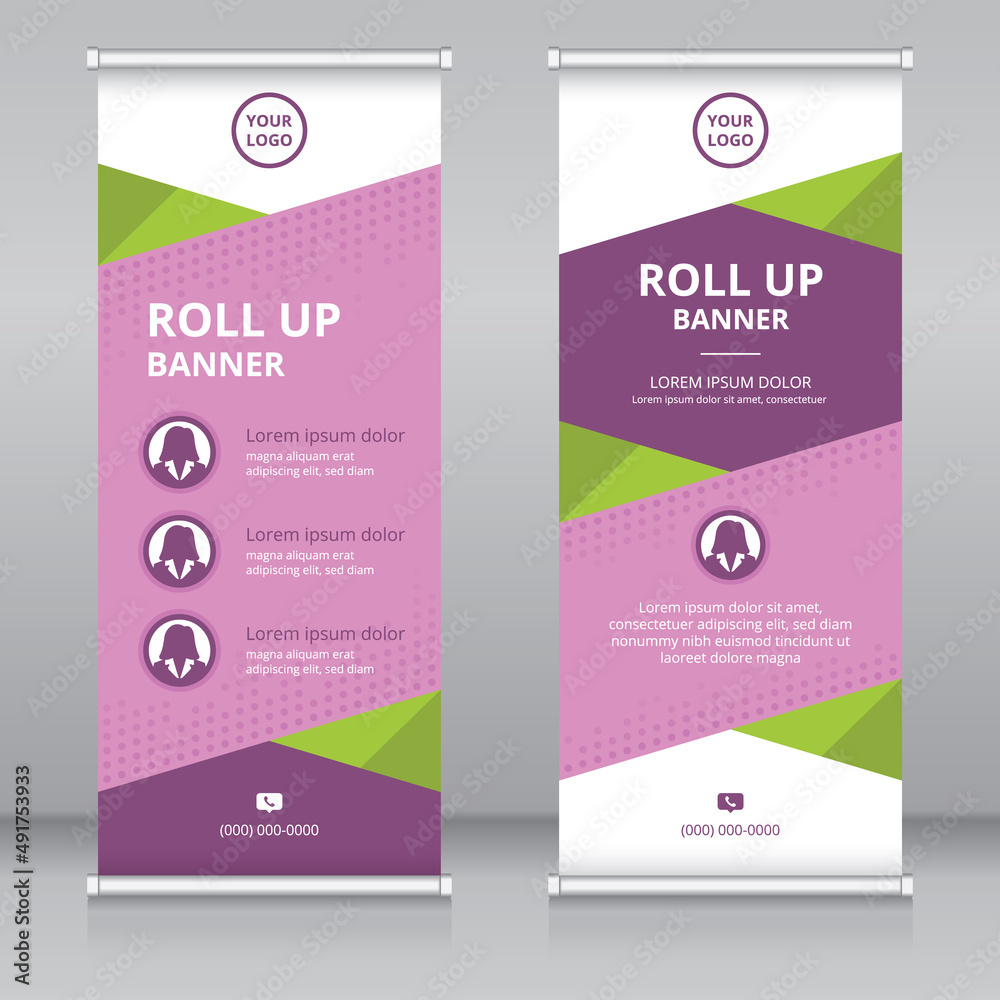 Modern roll up banner template, Standee template, X-banner template, Flag banner	