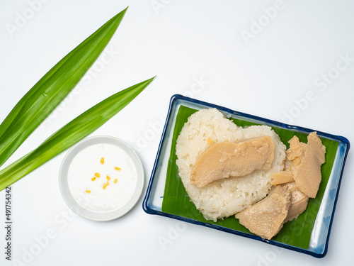 sweet sticky rice with thai custard