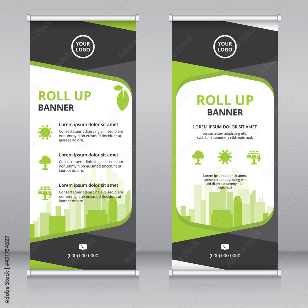 Modern roll up banner template for green industry, Standee template, X ...