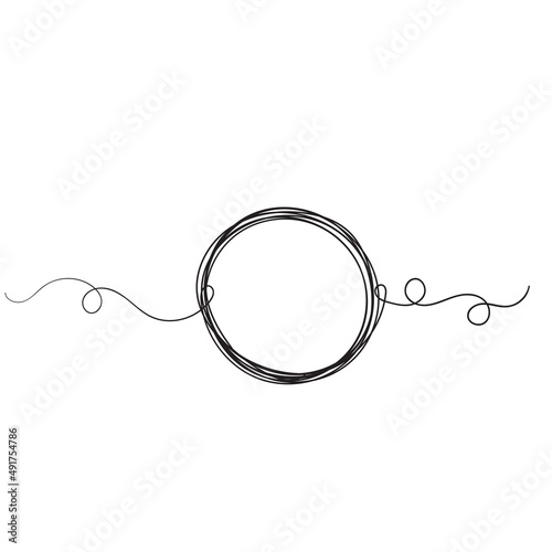 Continuous line circle illustration isolated vector