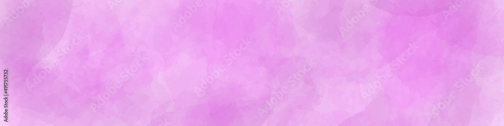 Watercolor panoramic background texture soft pink abstract morning light. pink watercolor background with texture and abstract white center and cloudy painted border design. 