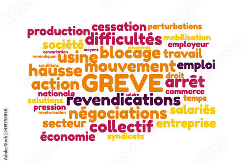 Illustration Greve en nuage de mots avec un fond transparent