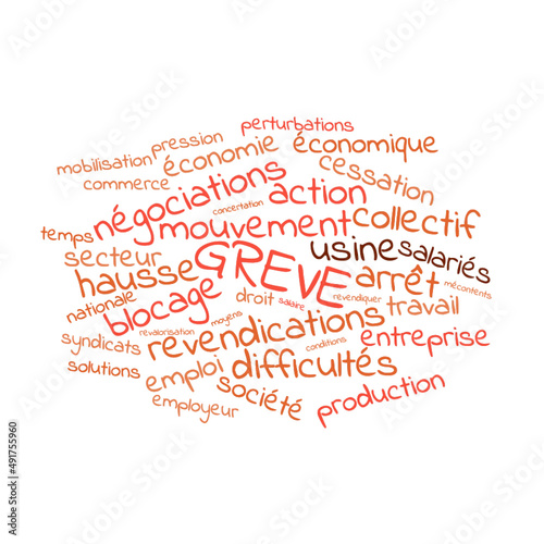 Illustration Greve en nuage de mots avec un fond transparent