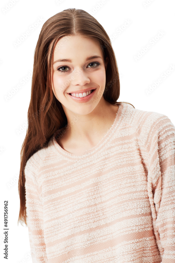 Youthful beauty. Studio portrait of an attractive young woman wearing a soft pink jersey. Youthful beauty. Studio portrait of an attractive young woman wearing a soft pink jersey.