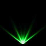 abstract light green spotlight warm ray light effect overlay realistic falling snowflakes pattern on black.