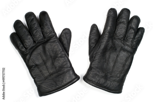 Men's leather gloves on a white background.