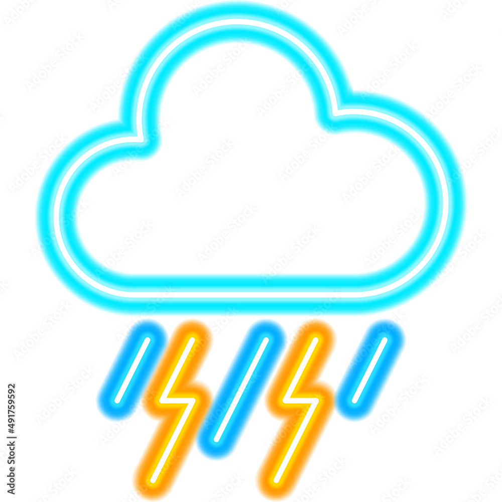 Weather Cloud Thunderstorm Neon Weather Cloud Thunderstorm Neon