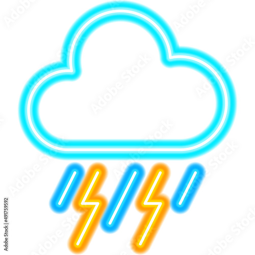Weather Cloud Thunderstorm Neon