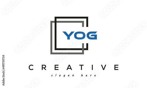 YOG square frame three letters logo design vector	 photo