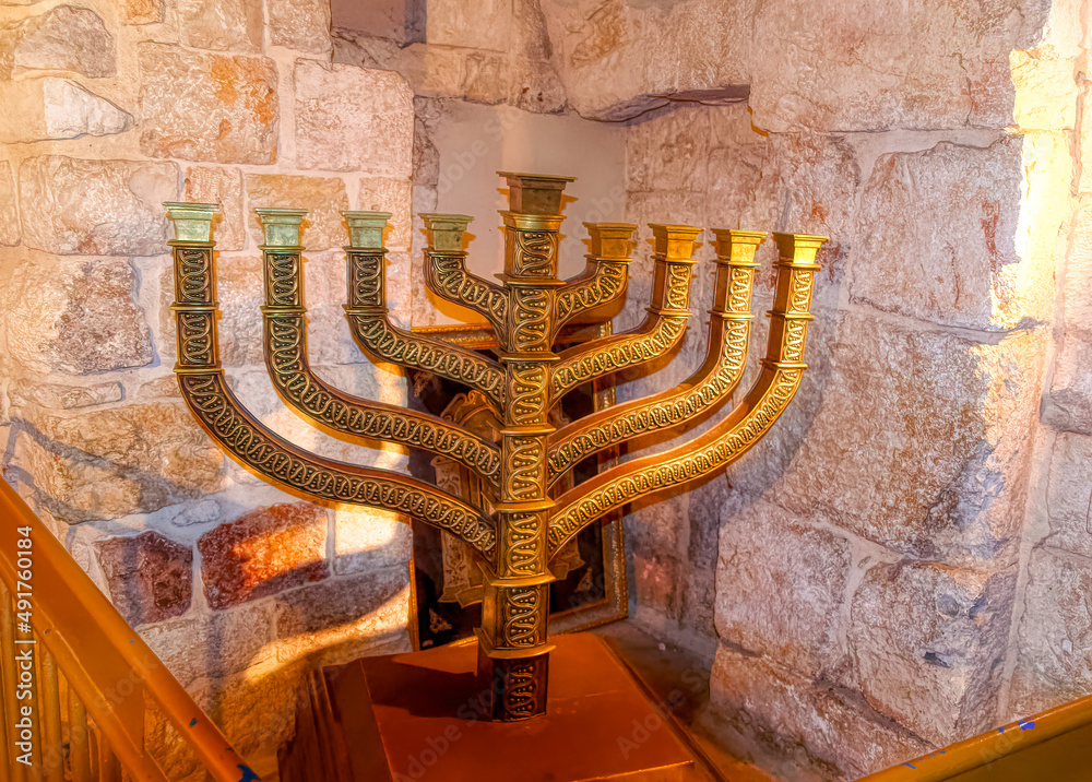 Luxury menorah the seven lamp or six branches, here eight, ancient