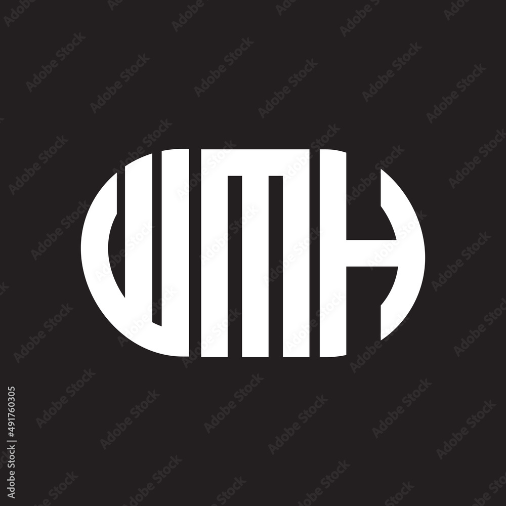 WMH letter logo design. WMH monogram initials letter logo concept. WMH letter design in black background.