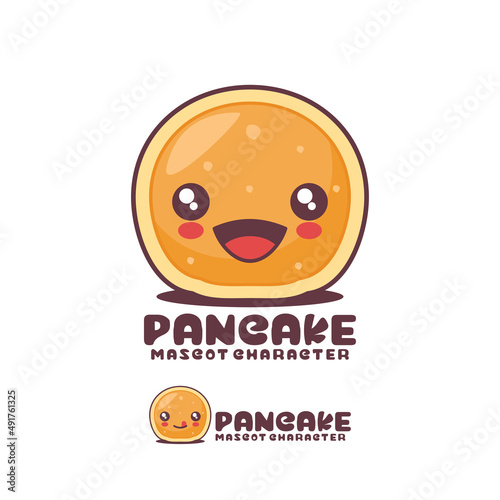 vector pancake cartoon illustration, with a happy expression, suitable for, logos, prints, stickers, etc