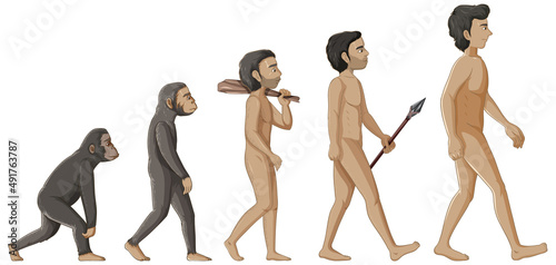 Stages of human evolution cartoon character