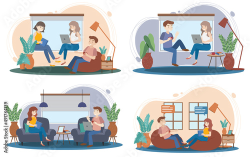 Four scenes of people working at home © blueringmedia