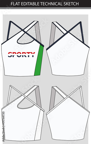 One-shoulder crop fitted top vector file
