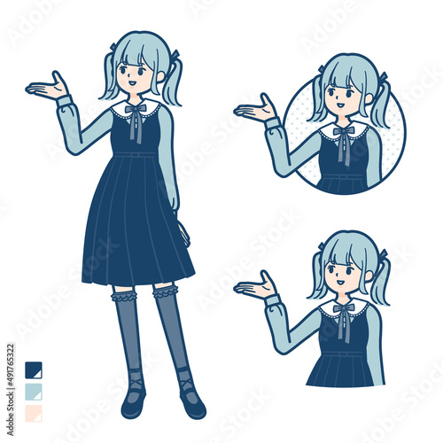 ゴスロリ衣装を着た若い女性が解説しているイラスト
